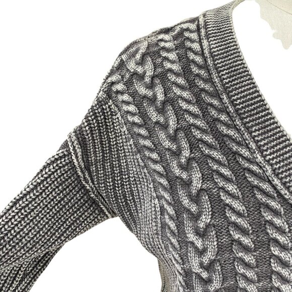 Aeropostale Cable Knit Grunge Crop Sweater Washed Out Mineral Wash Oversized-M - Picture 5 of 14